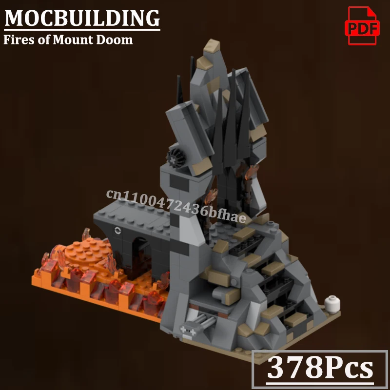 

Вулкан Диорама Сцена MOC Строительные блоки Установленные Doom Fires Модель Кольца Кирпичи для фильмов DIY Игрушки Строительство