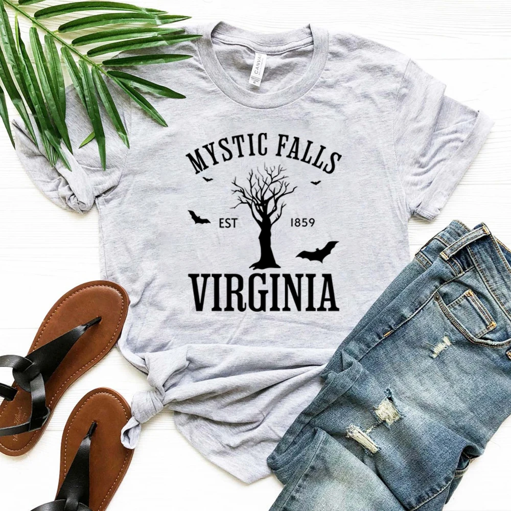 Mystic Falls Virginia T-shirt Vampire Diaries Shirt Retro TV Show TVD Inspired Tee Damon Salvatore Tshirt Salvatore Brothers Top