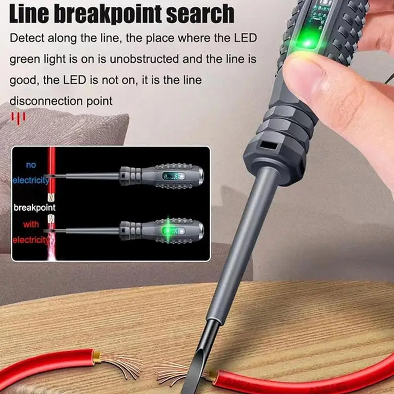 Bolígrafo eléctrico de inducción, bolígrafo de prueba multiusos de alta resistencia, destornillador magnético con voltímetro de luz de doble Color, Detector de potencia
