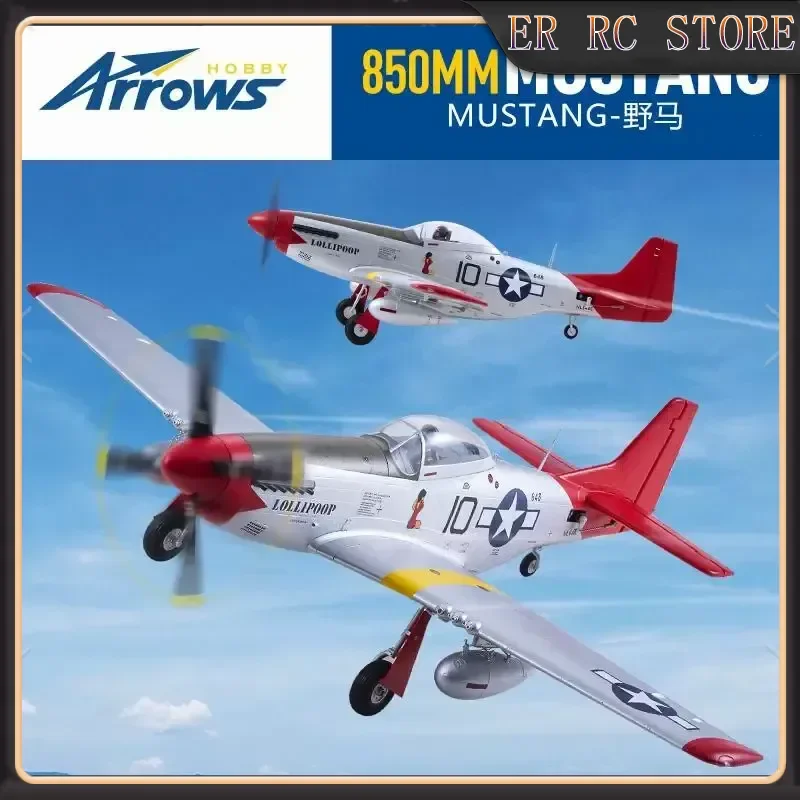 Flechas p51 "mustang" avião elétrico rc 850 mm envergadura simulação modelo da segunda guerra mundial aeronave de controle remoto para iniciantes