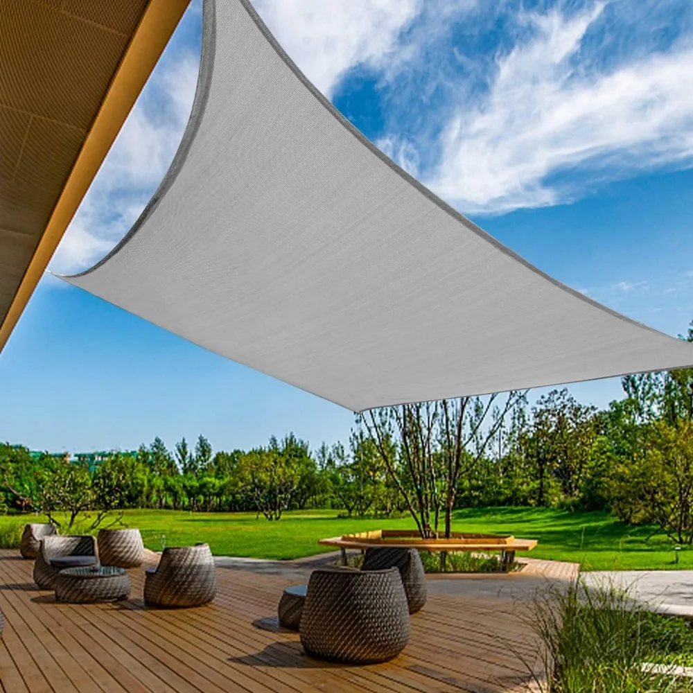 

Sun Shade Sail Curved 20'X26' Grey Rectangle Outdoor Shade Cover UV Blovk Canopy for Patio Garden Backyard Heavy Duty Permeable