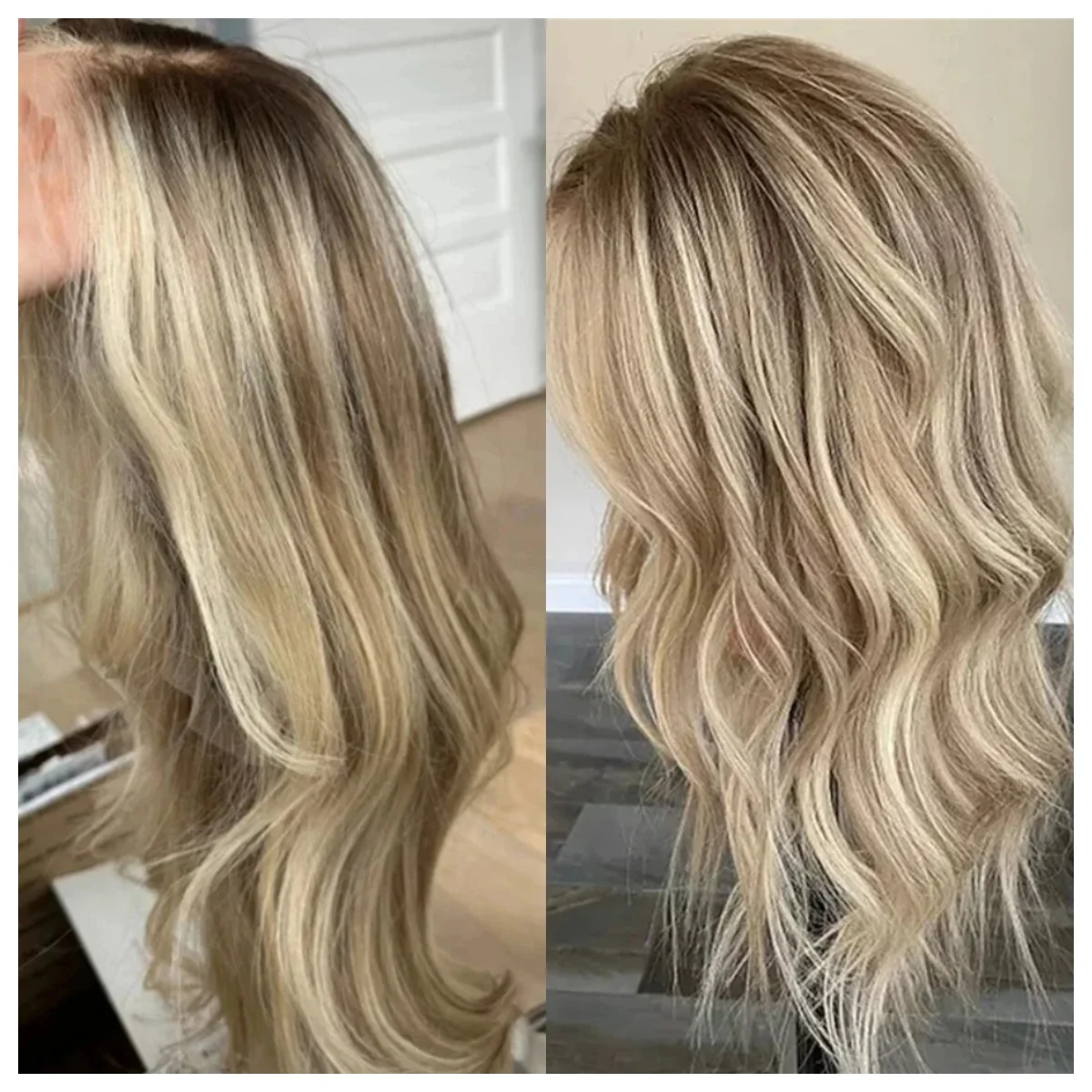 

High Quality Mixed Ash Blonde Synthetic Lace Front Wig Dark Roots With Preplucked Realistic Hairline Wig Natural Looking Wig