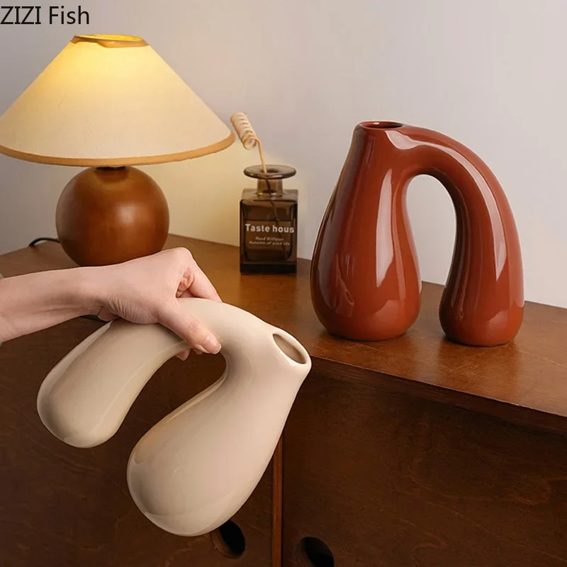 مزهرية سيراميك إبداعية على شكل حرف N أواني نباتات مائية لتزيين الطاولة تشكيلة زهور مزهريات زهور ديكور جمالي للغرفة #3