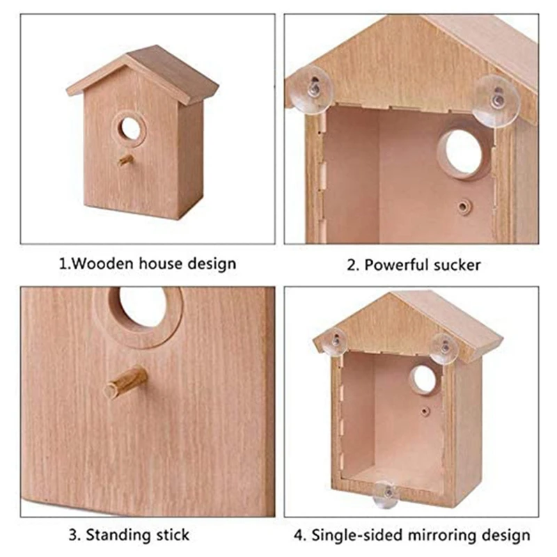 強力な吸盤付きの鳥の家,屋外窓用の家,巣箱