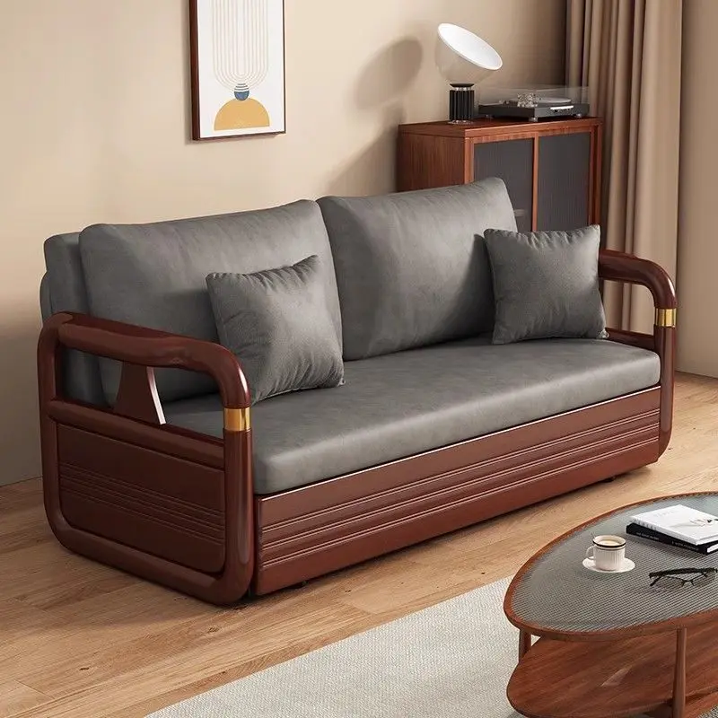 DSA matte cloth solid wood foldable living room study, dual-purpose multi-functional small apartment single double push-pull