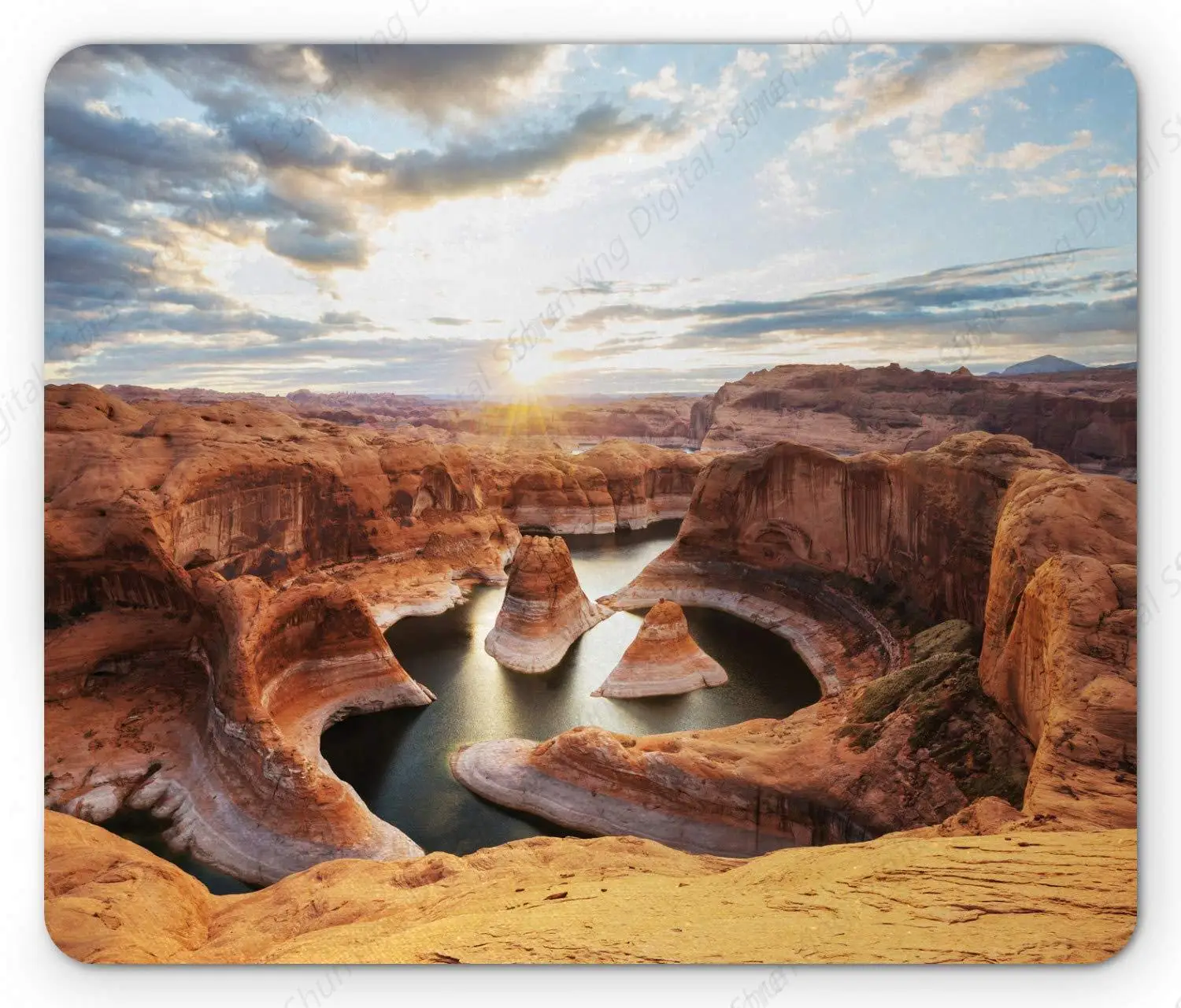 Arizona Patterned Mouse Pad Landmark Reflective Canyon Powell Lake Utah Non Slip Rubber Computer Mouse Pad Travel Scenery