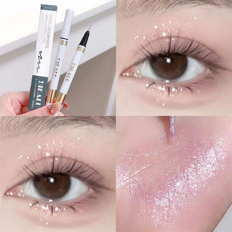 アイライナーペンは目を明るくします 2 in 1、超極細、光沢のある、高光沢のパールアイライナー、自然で長持ちします