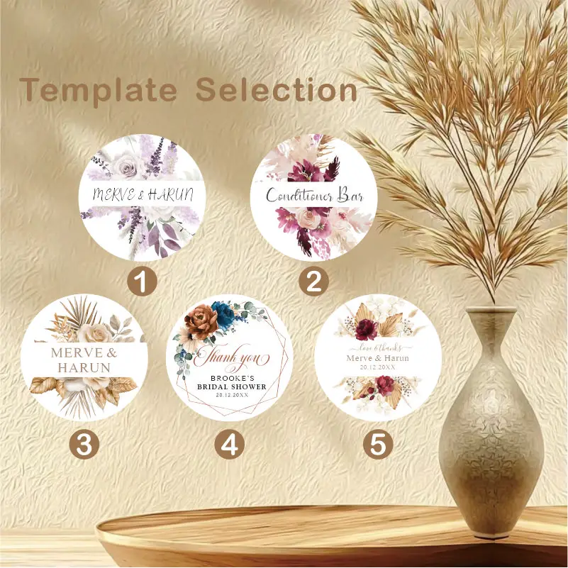 

Personalized round label stickers, which can be customized with names, dates, and themes such as weddings and festivals