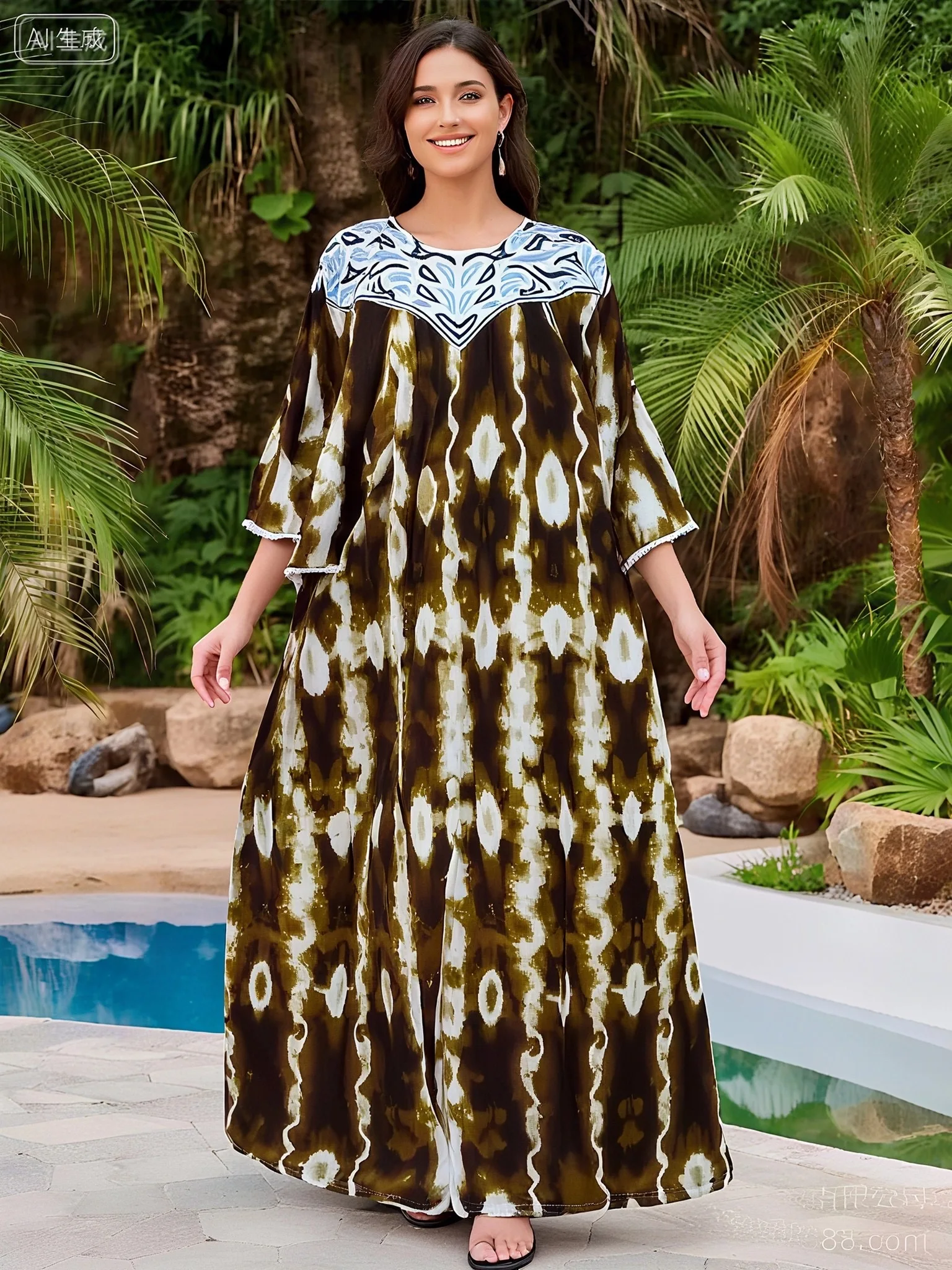 chinese dress ladies 'Wild & Free' 100% Cotton Maxi Dress