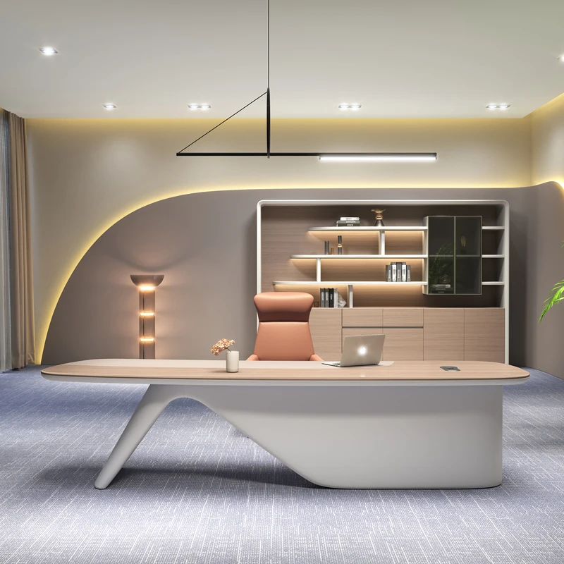 

Custom Modular Wooden Office Desk Extendable Bookcase Modern Boss Furniture For Home Workstations MDF