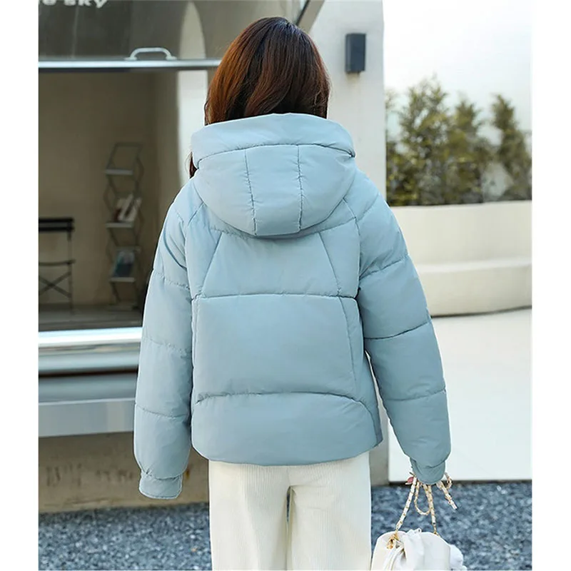 

2025 New Winter Down Cotton Jacket Women's Short Parka Coat Korean Warm Windproof Outerwear Hooded Overcoat cotton-padded Jacket