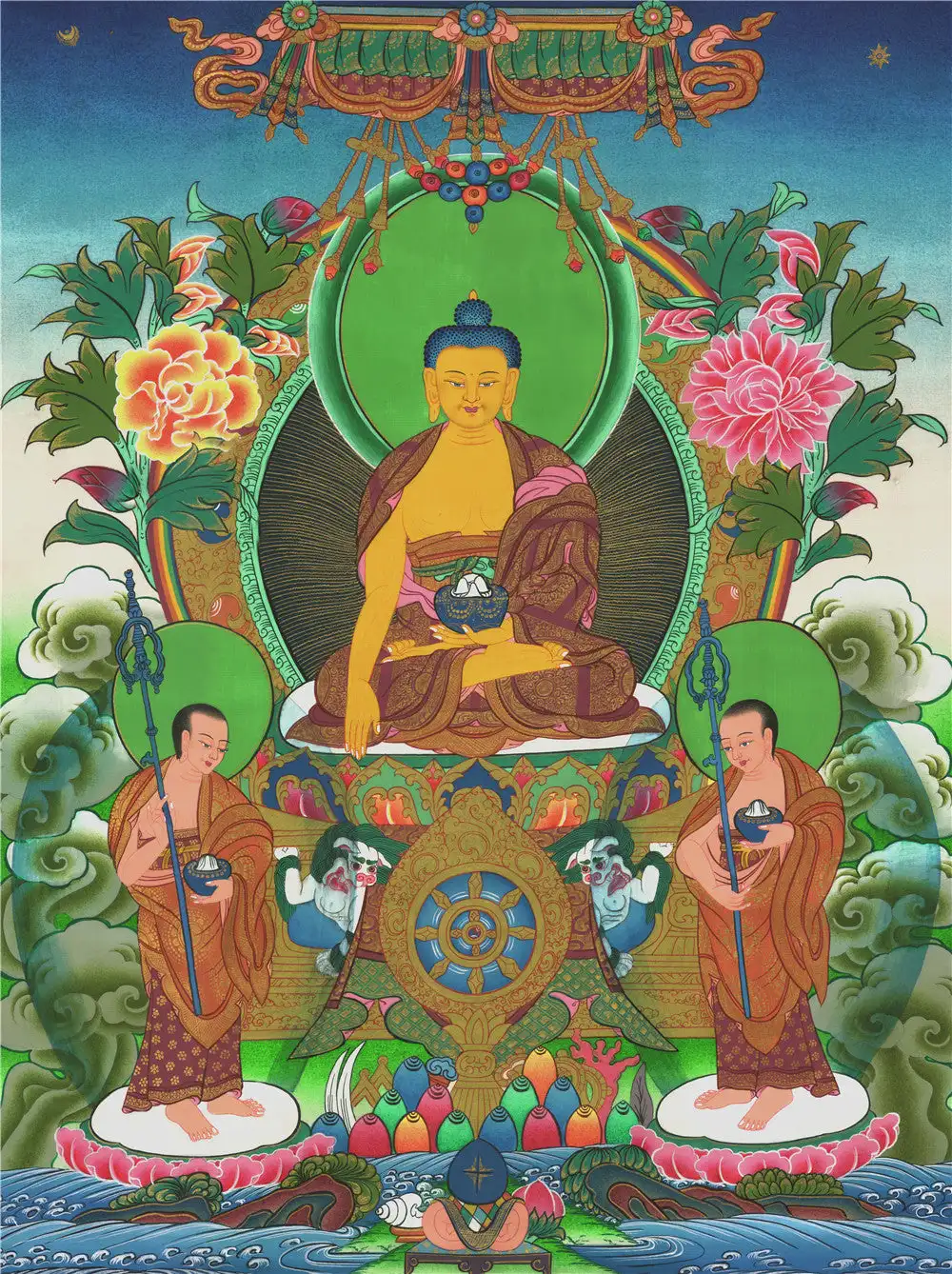 

Shakyamuni Thangka,Gandhanra Tibetan Buddhist Thangka Art,Giclee Printed and Hand Framed,47" × 32"