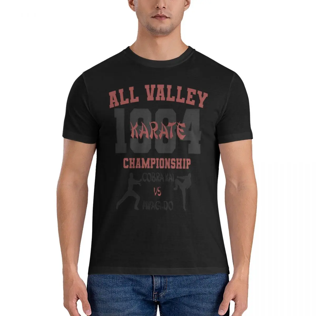 Larusso Men's T Shirts All Valley Karate Championship Funny Tees Short Sleeve Round Collar T-Shirt Pure Cotton Graphic Clothing