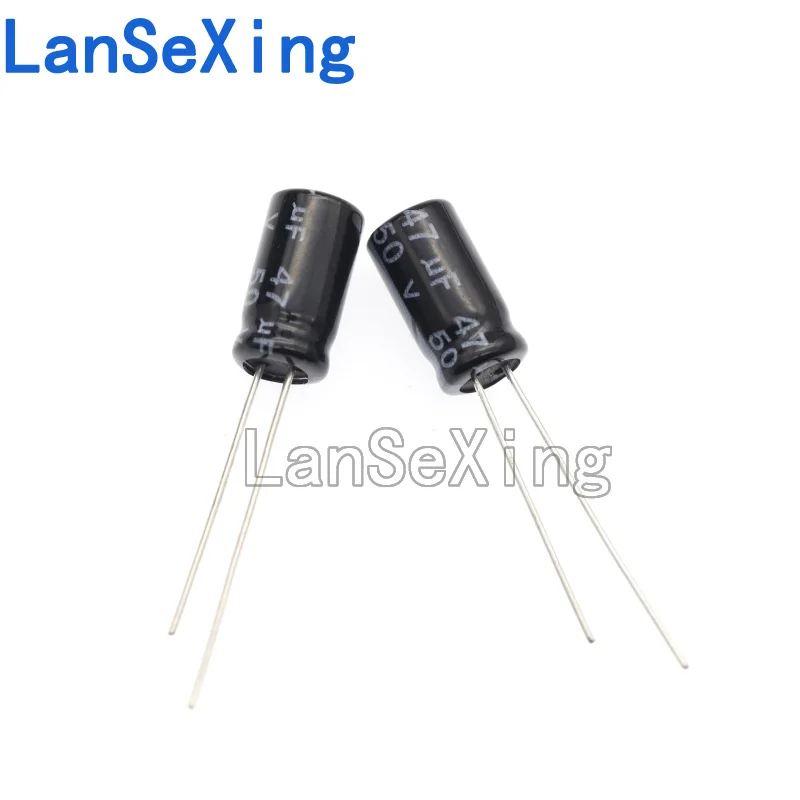 Direct insertion aluminum electrolytic capacitor components 50v 47uf, volume 6 * 11mm, capacitance 47uf 50v aluminum electrolysi