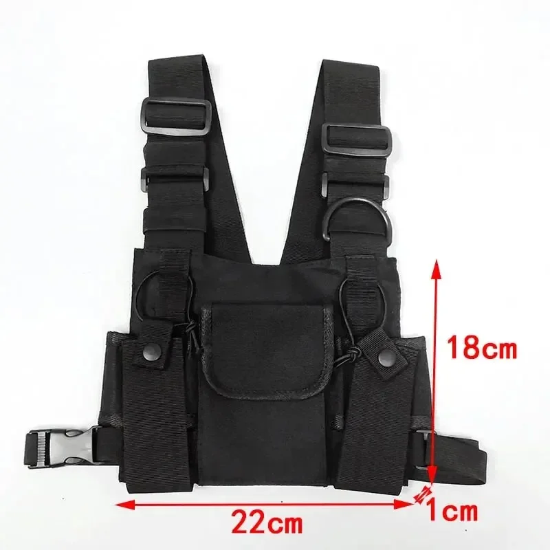 Funkcjonalna taktyczna torba na klatkę piersiową dla mody Bullet Hip Hop Vest Streetwear Torby Casual Waist Pack Unisex Black Chest Rig Bag