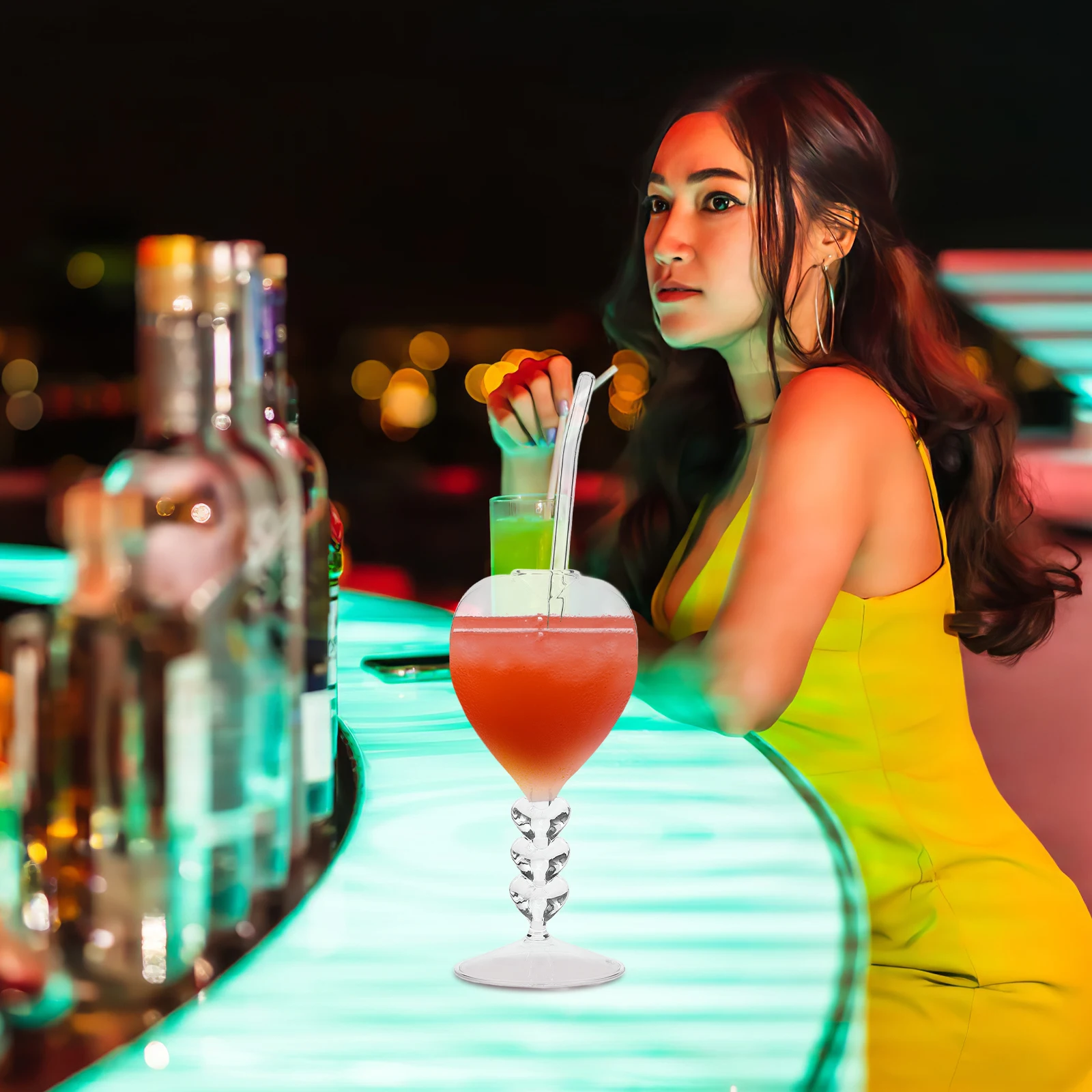 

Heart Shaped Shot Glass Set of 2 Premium Glass Cocktail Glasses for Bar Party Wedding Unique Heart Wine Goblet Drinking Cup