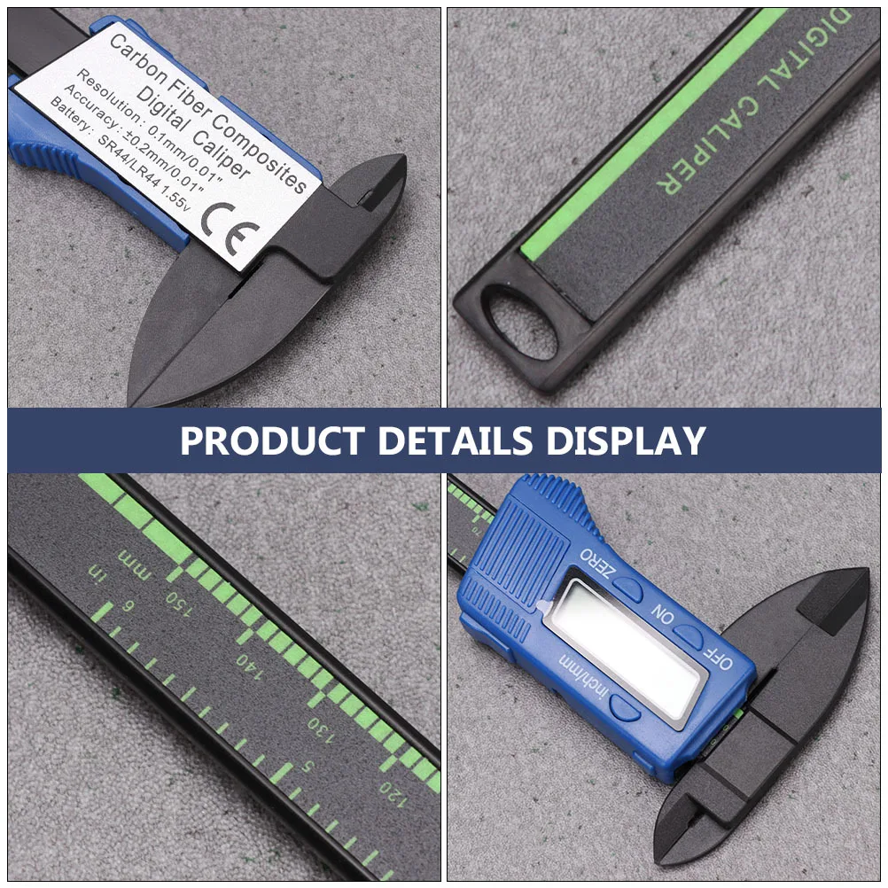 

Digital Electronic Caliper Lcd Display Carbon Fiber Measuring Tool Internal External Dimensions Depth Micrometer Caliper