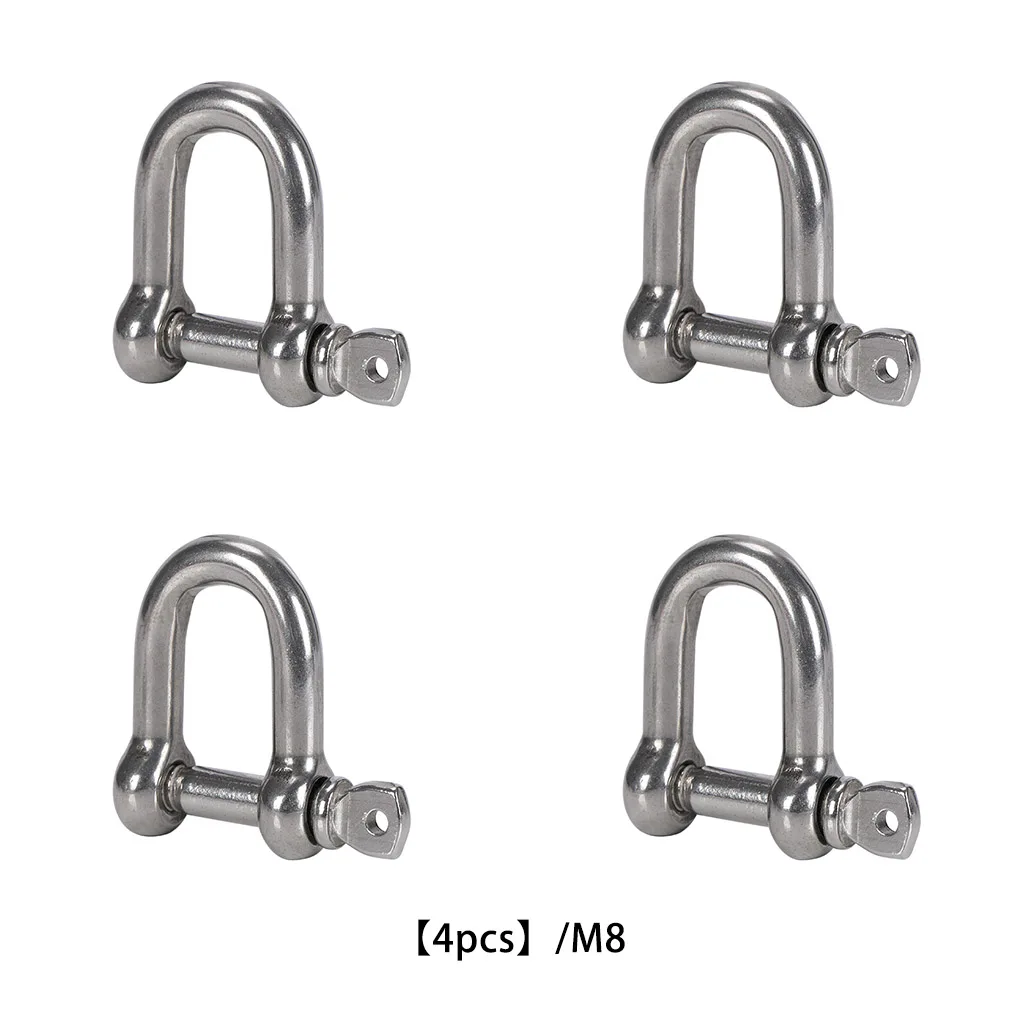 

4x Silver Stainless Steel D Ring Shackle Lock - Compact Size Rustproof And Easy To Use Handily Install Rigging Buckles