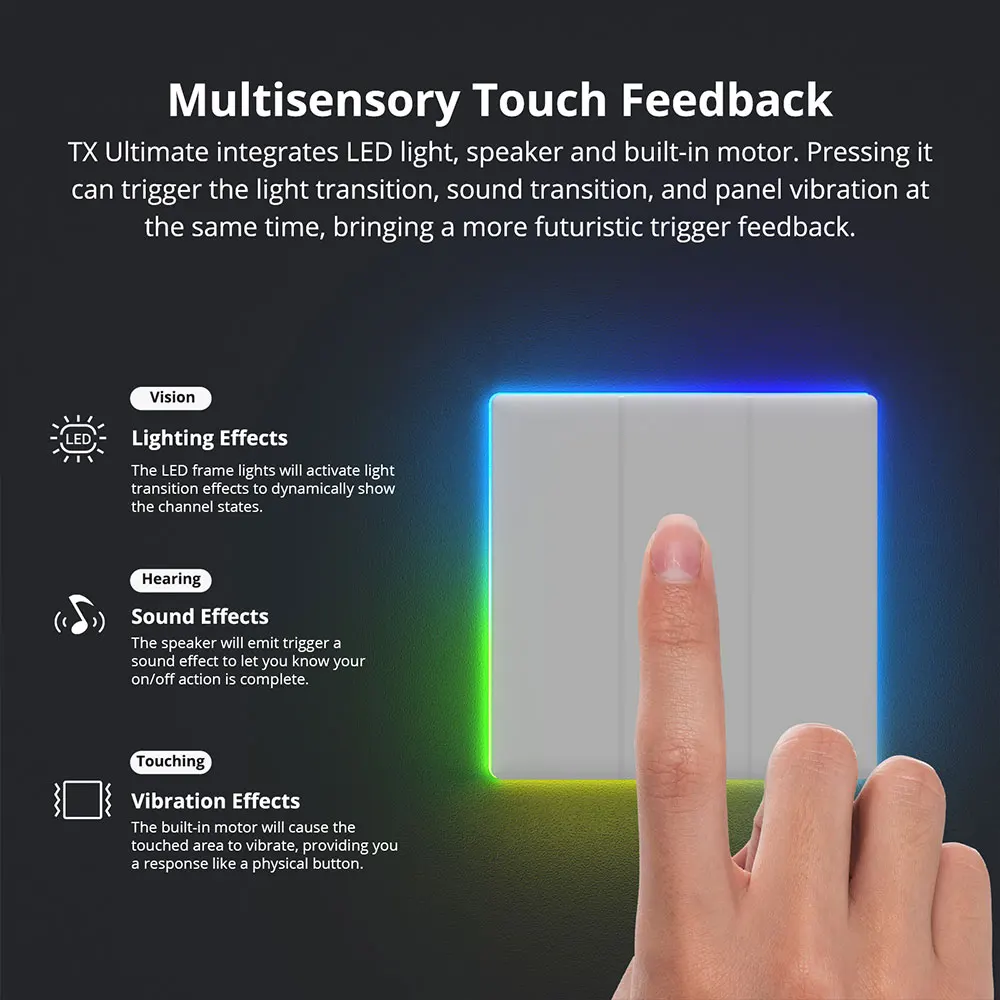 SONOFF TX-interruptor de pared inteligente con WiFi, Control remoto multisensorial, LED, acceso táctil completo, eWeLink, a través de Alexa y Google Alice