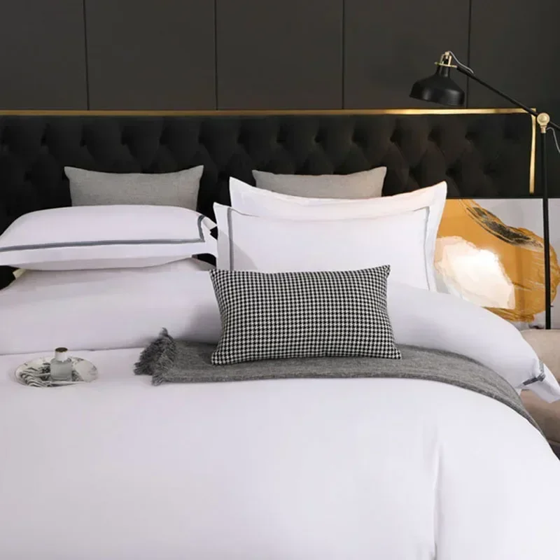 100% Brushed Hotel Style Bedding Sets Skin Friendly Solid Color Simple Duvet Set Home Hospital Bedclothes for Single Double