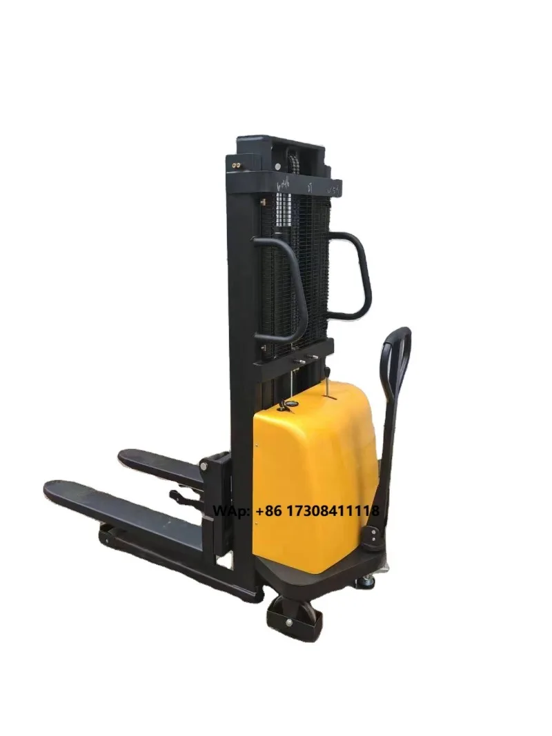 Powerful 1500kg Loading Battery Stacker Portable Electric Forklift Strong Gantry Form Hand Pallet Truck Construction Industries