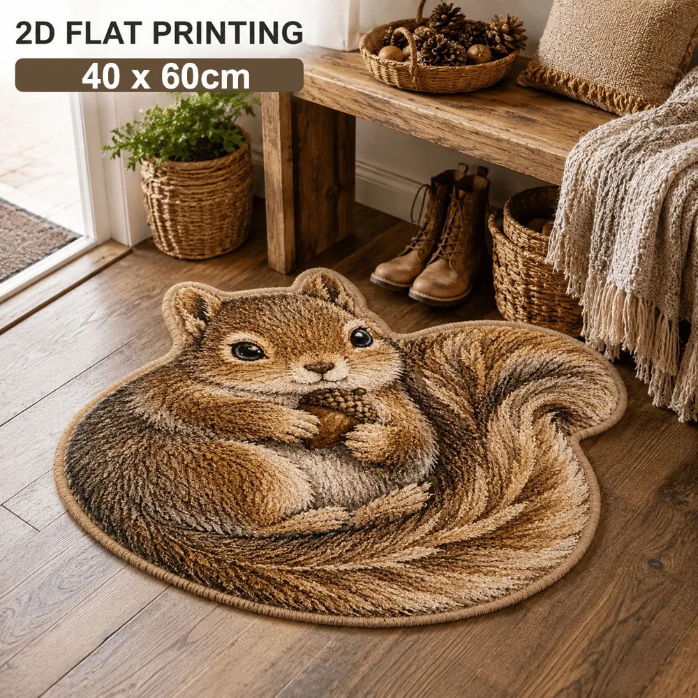 Animal Shaped Rug Animal Floor Mat 2D Flat Printing Faux Cashmere Printed Area Rug Easy to Clean Irregular Shape