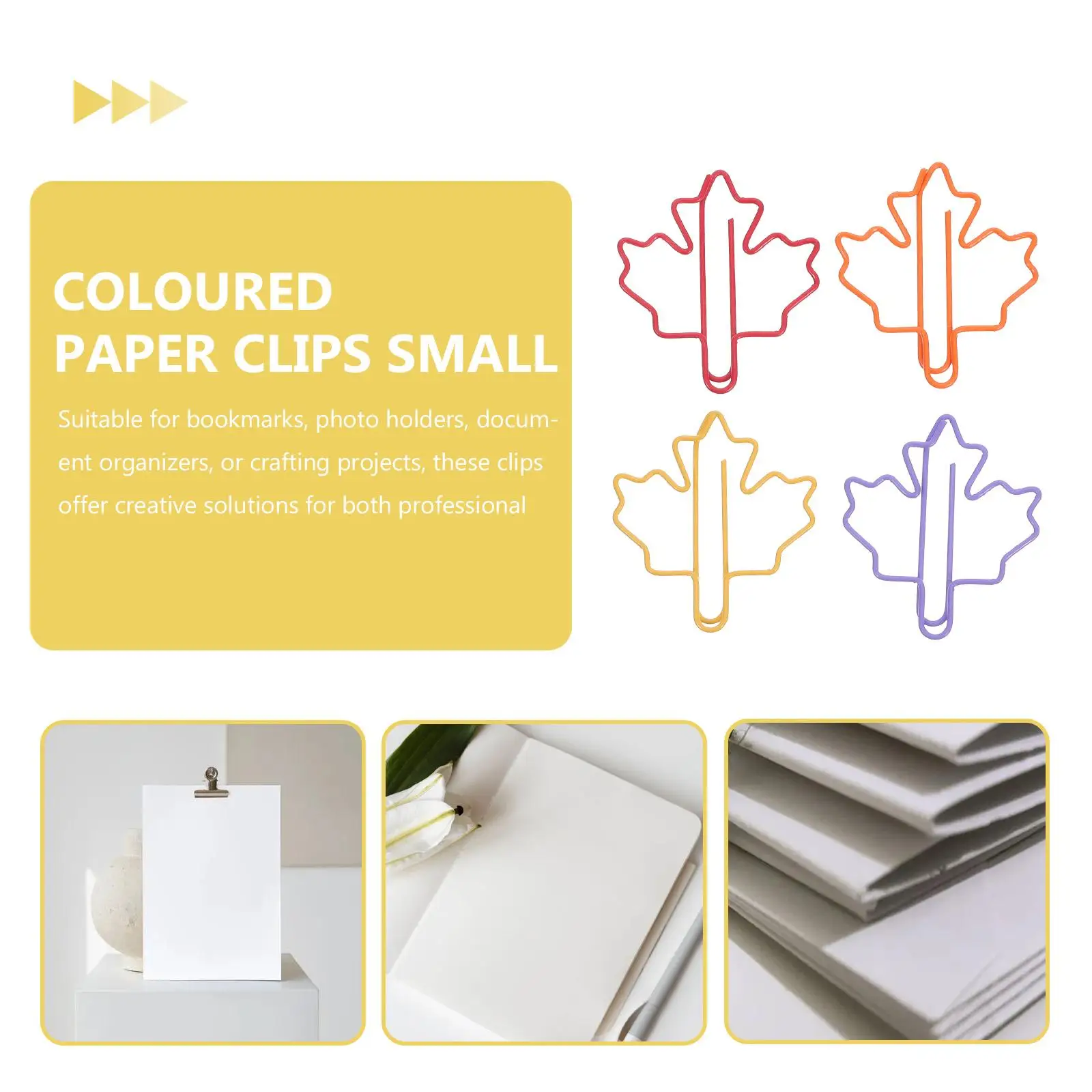 100pcs Paper Clips Colorful Cute Small Office Supplies Fun Binder Journaling Clamps Leaf Shaped Versatile Use