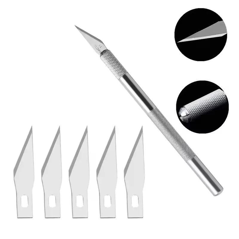 1Set Non-Slip Metal Scalpel Knife Tools Kit Cutter Engraving Craft knives Blades Mobile Phone PCB DIY Repair Hand Tools