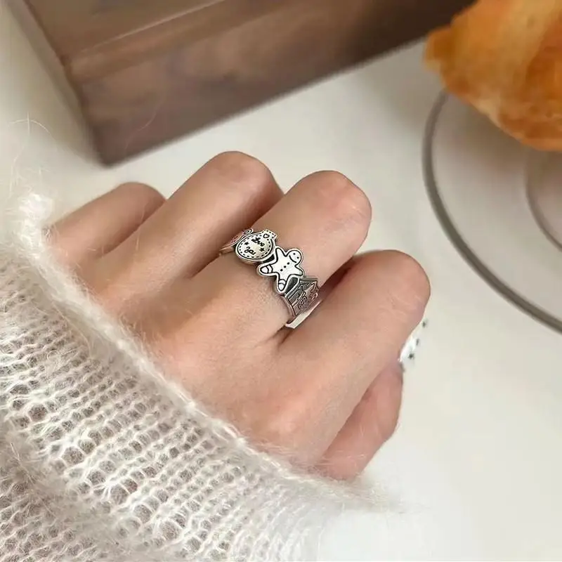 Kawaii Cartoon Rings for Women Simple Cute Adjustable Trendy Korean Ring Funny Personality Party Christmas Jewelry Accesorios