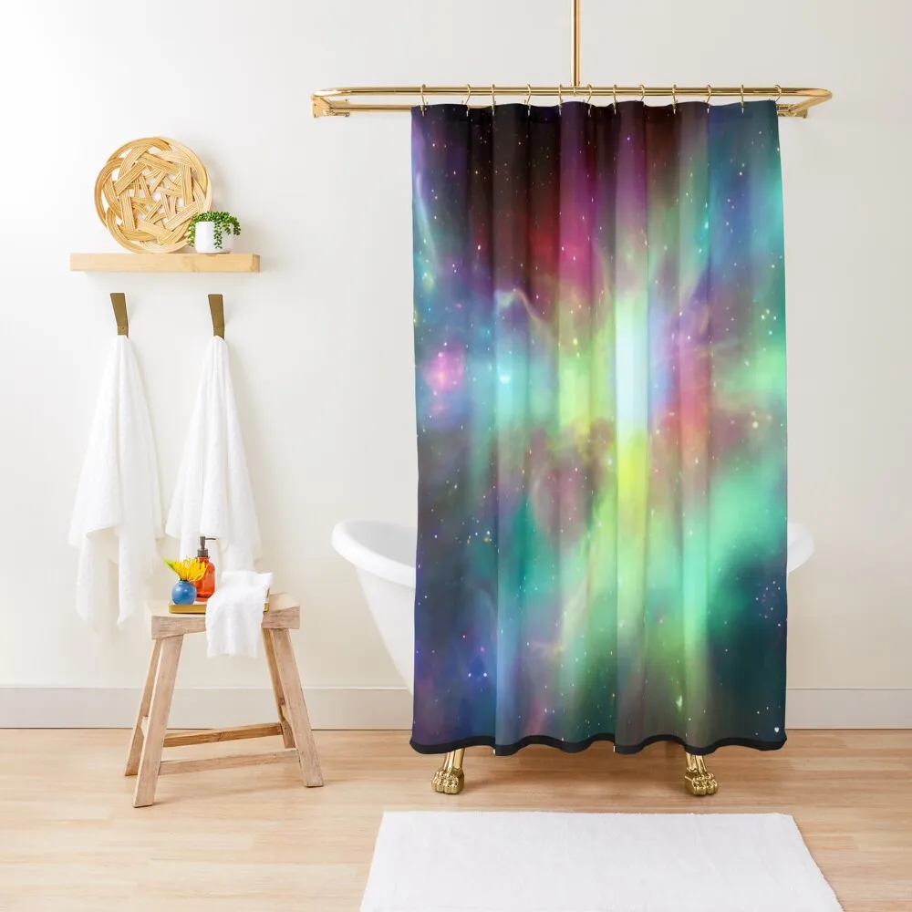 

Nebula - Green Galaxy Shower Curtain Waterproof Bathroom Shower For Shower For Bathroom Luxury Bathroom Curtain