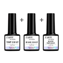 1pc/2pcs/3pcs 8Ml Functional Gel Nail Art Set with Base Coat and Diamond Top Coat,Matte Top ,Soak Off for Nail Art Design Tool
