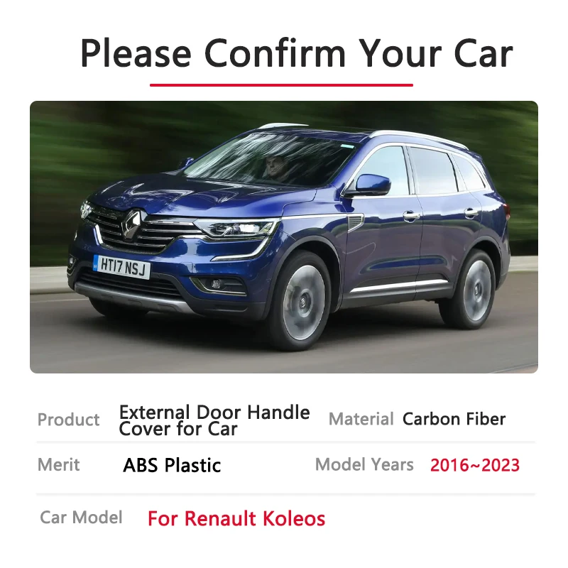 Door Handle Cover For Renault Koleos Samsung QM6 HC 2016~2023 Car External Protective Accessories Carbon Fiber Sticker 2018 2021