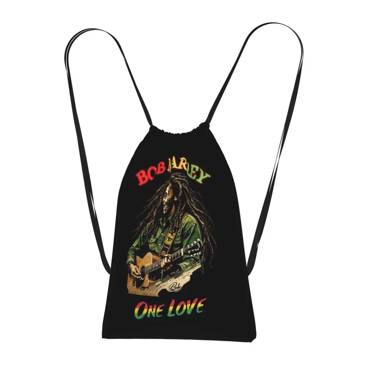 Bob Marley Reggae Backpacks Portable Drawstring Bags Shoes Bag Book Bags for Travel Students