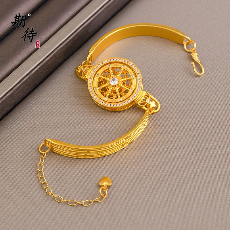 GoldNouveau Luxury 24K 9999 Pure Gold real gold Women's Point Drill Star Wheel Strap Bracelet
