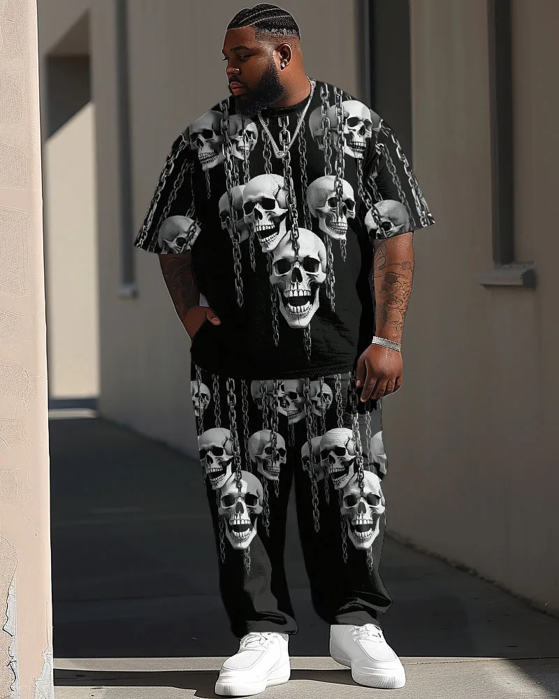 

L-9XL Extra-Large Short Sleeve & Long Pants Set with Cool High-End Fashion Prints ZOOY