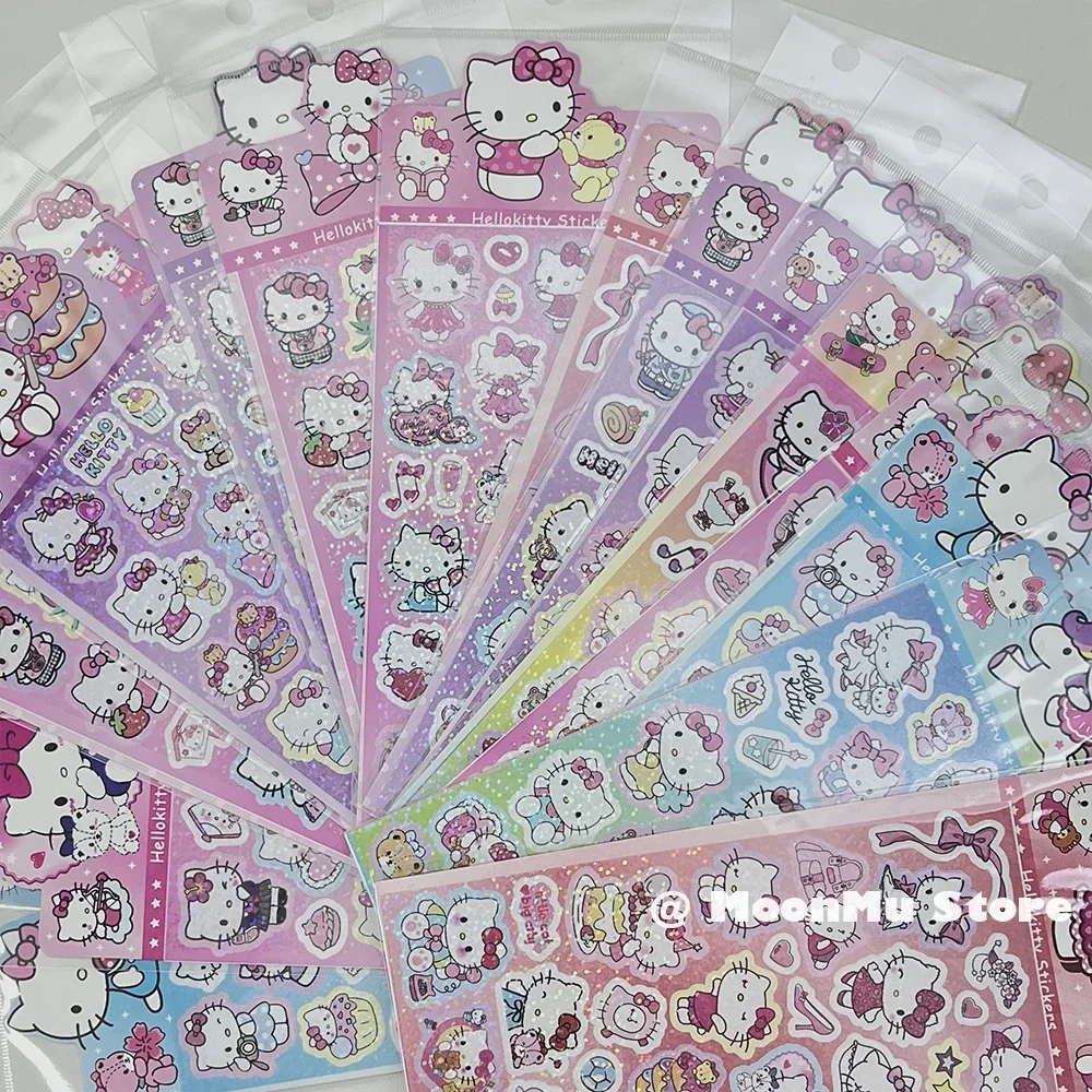 

cute new 20Sheets Kawaii Sanrio Hello Kitty Sticker Cartoon Laser Diy Stickers Decals Stationery Wholesale Kids Toys Gifts