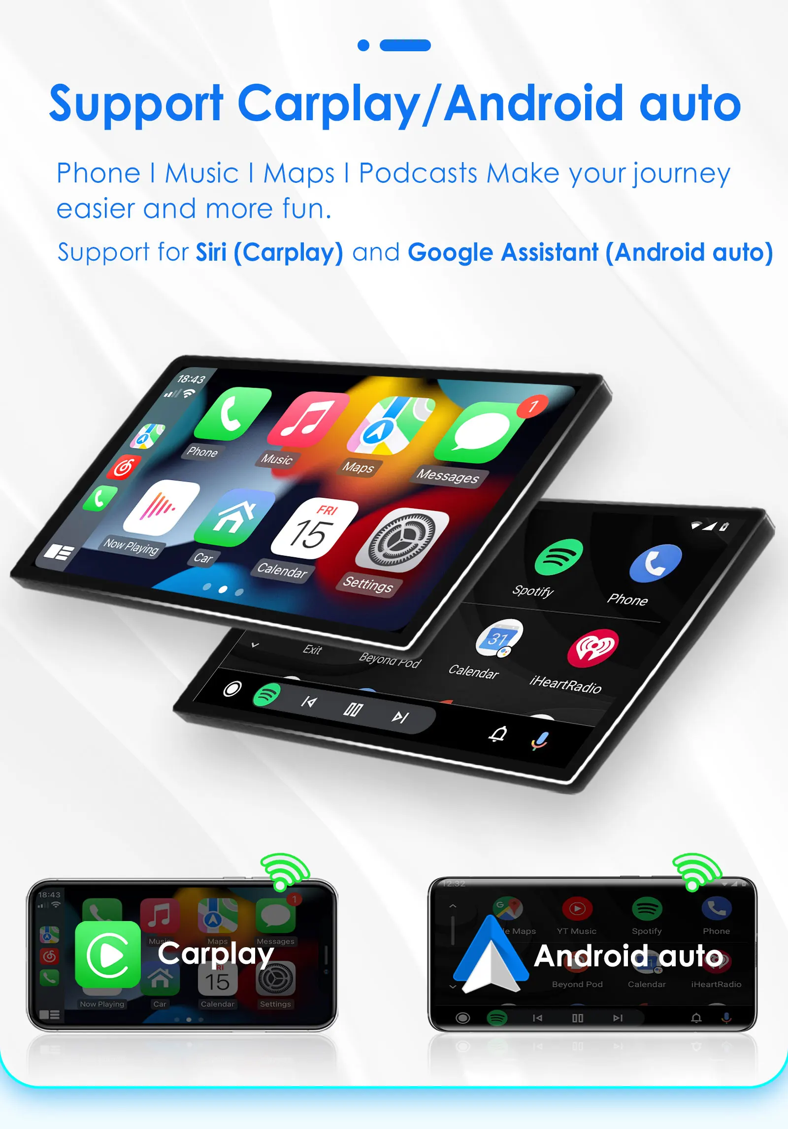 Hizpo 7\'\' Car Radio Multimedia For FIAT 500 2007-2015 Radio Android Auto Stereo WIFI CarPlay Audio Mp4 2 Din GPS Player 7862 4G