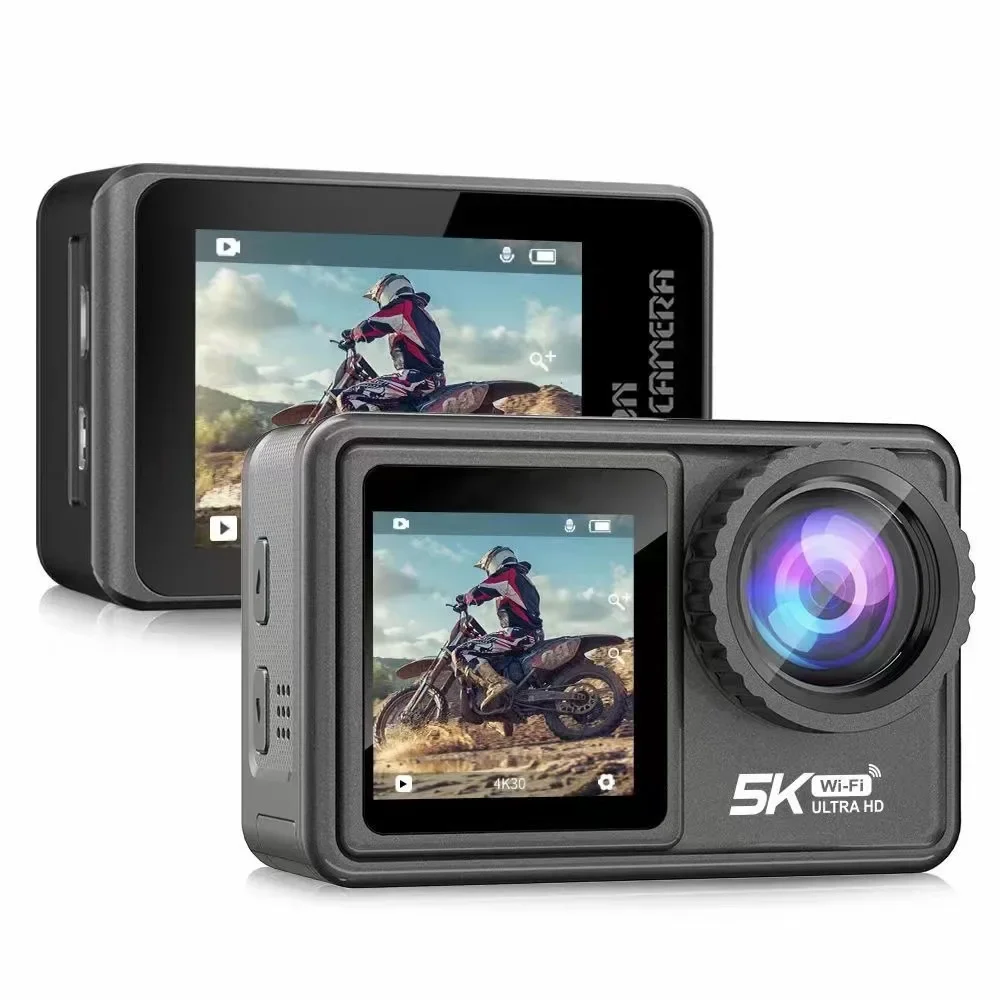 High quality Tracking Head Waterproof 5K Touch Dual colorful screen Action Camera 4K 5K with WIFI and EIS