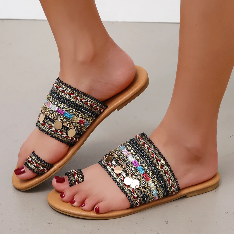 Women Sandals Handmade Greek Style Boho Flip Flop Sandals Streetwear Fashion Shoes Women Summer Breathable Shoes Open Toe Shoes