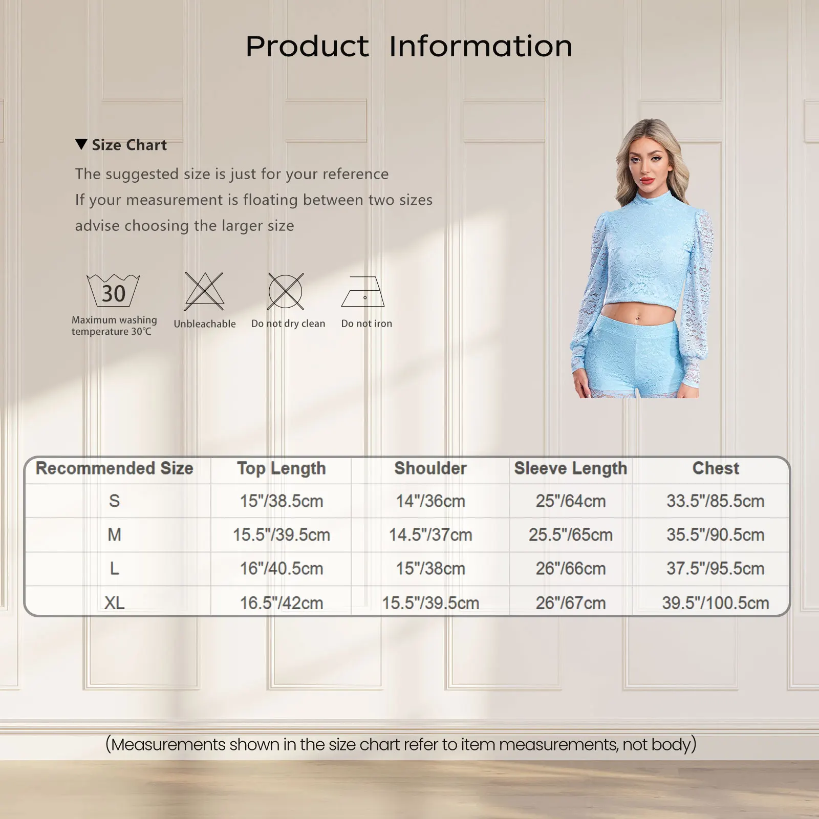 Abito da donna elegante trasparente in pizzo floreale con collo a lupetto, manica a lanterna, t-shirt corta e pantaloncini incorporati, pantaloni lunghi