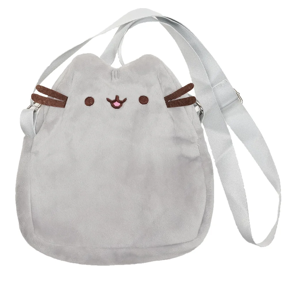 Pusheen Shoulder Bag Soft Cute Crossbody Bags Cartoon Figure Grey Cat Zipper Pouch Children Kawaii Messenger Handbags Satchel