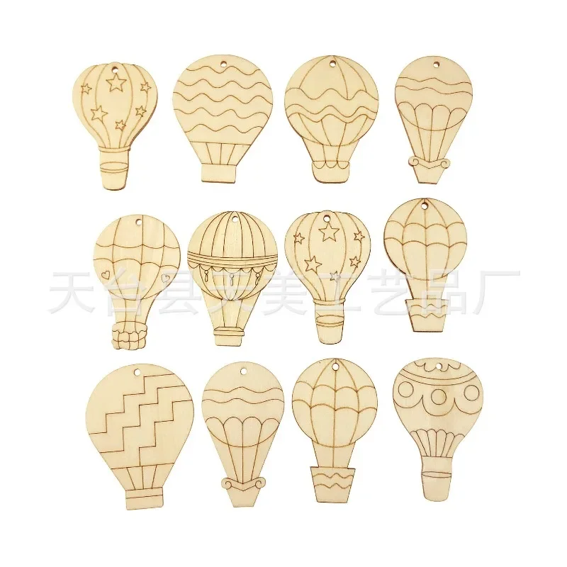 

50PCS Air Balloon Wood Craft Unfinished Wooden Cutout Art DIY Wood Sign Inspirational for Bedroom Living Room Home Kitchen