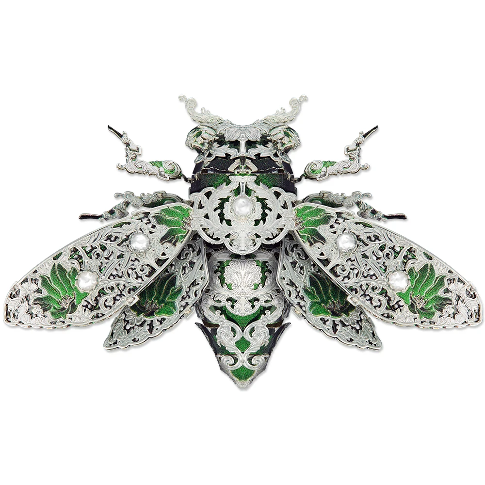 Piececool 3D Metal Puzzles Emerald Cicada Brooch Metal Model Kits Assembly Jigsaw for Adult 3D Puzzles Best Gifts for Adult