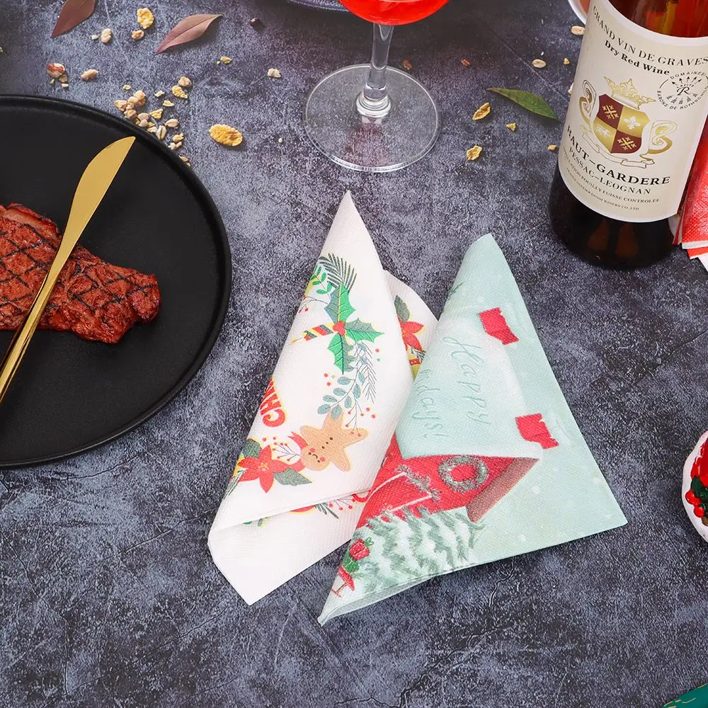المتاح حفلة عيد الميلاد المائدة ، المناديل الورقية ، نمط المطبوعة المنديل ، عيد الميلاد وحفلة السنة الجديدة ، 20 قطعة للحزمة الواحدة