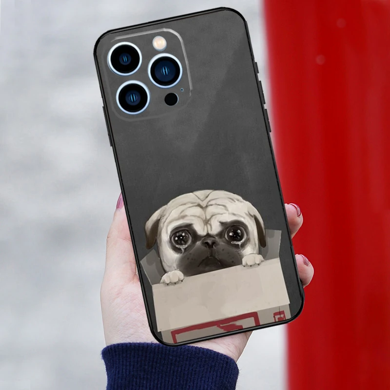 Pug Dog Funny Cartoon Case For iPhone 15 14 XR X XS Max Plus SE2 11 12 13 16 Pro Max Cell Phone Cover Casing Coque