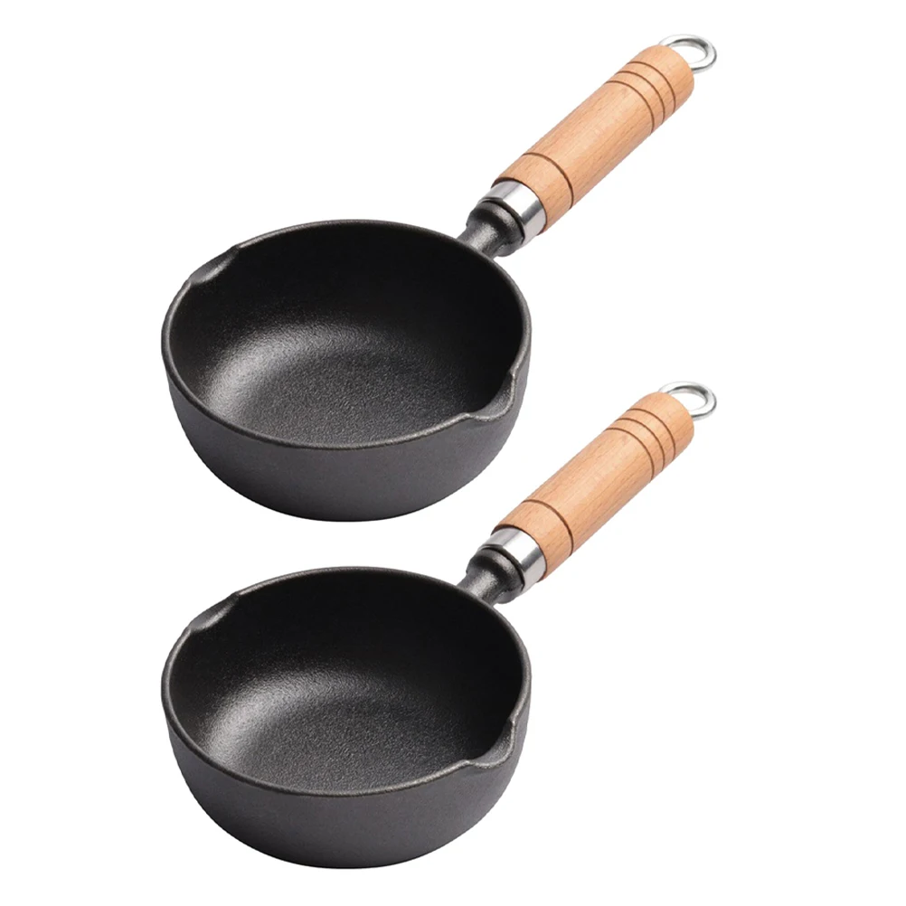 

2Pcs 13Cm Mini Cast Iron Skillet Small Frying Pan for Egg Dumplings Butter Melting Chocolate Cheese Cooking Oil Heating Nonstick