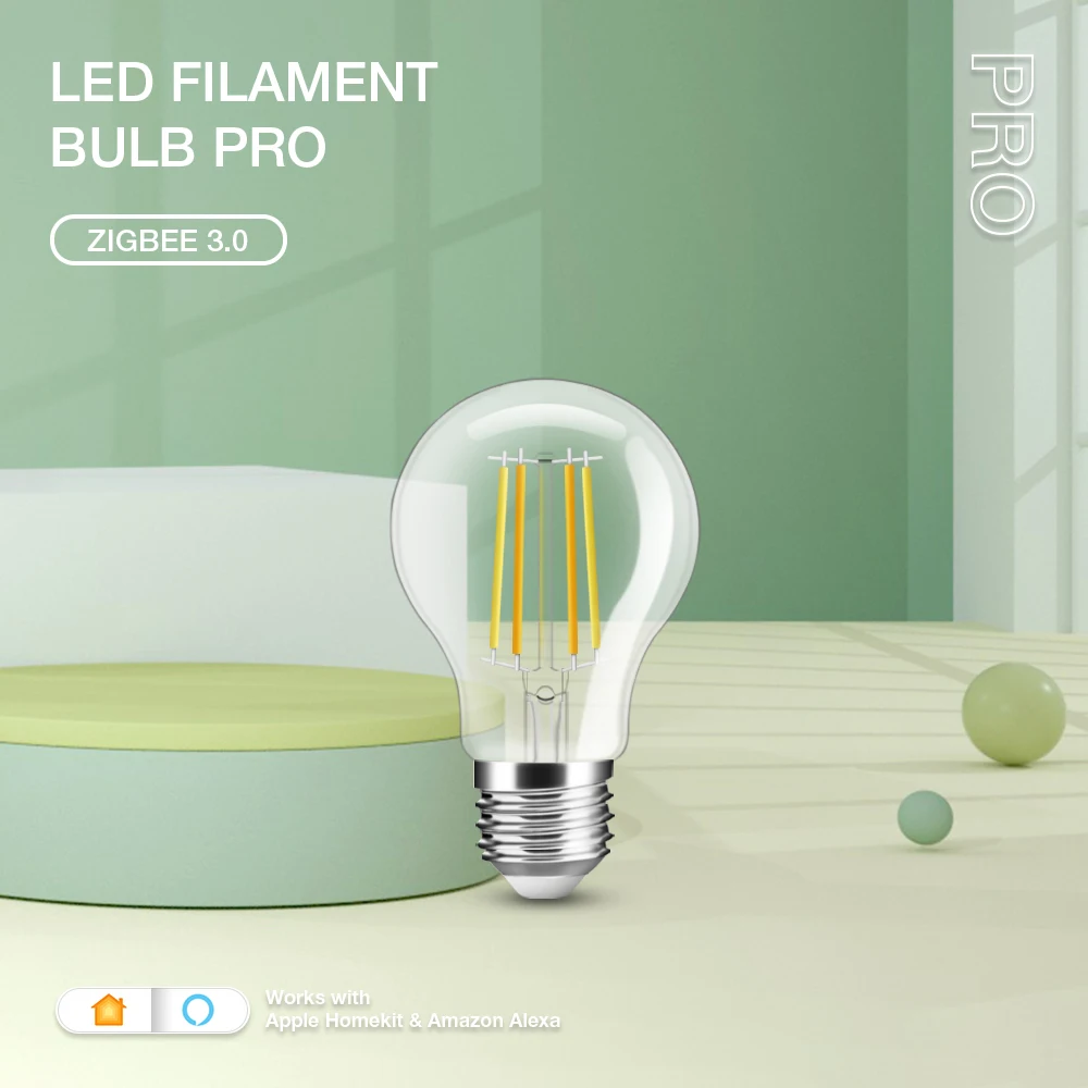 

Gledopto Zigbee Smart Home led Filament light bulbs E27 A60 7W Pro Compatible With Tuya APP Alexa Voice RF Remote Control