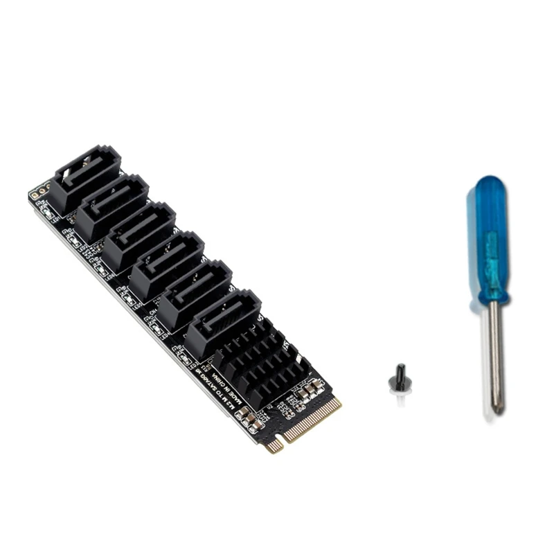 M2 M-key PCIE 3.0 to Adapter Card 6 Port Controller Expansion Card