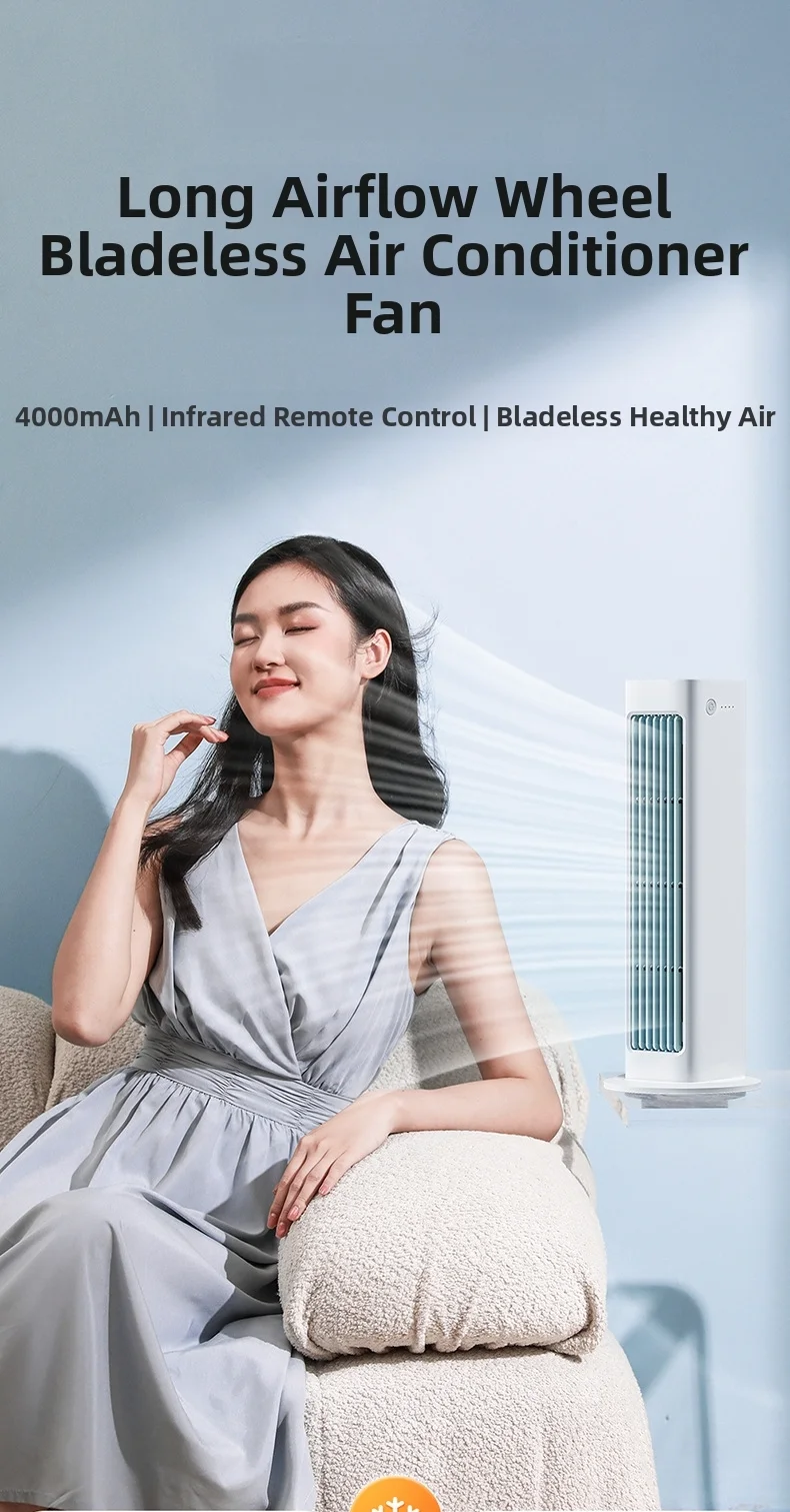 Wireless Bladeless Tower Fan For Office Portable Usb Desktop Cooling_voghion.com