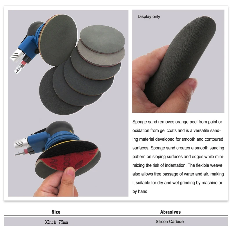 3 Inch Sanding Disc Mirka Abralon Sponge Sandpaper Foam Backed Hook and Loop Grip Disc Buffing Pad 75mm for Sander Car Polishing